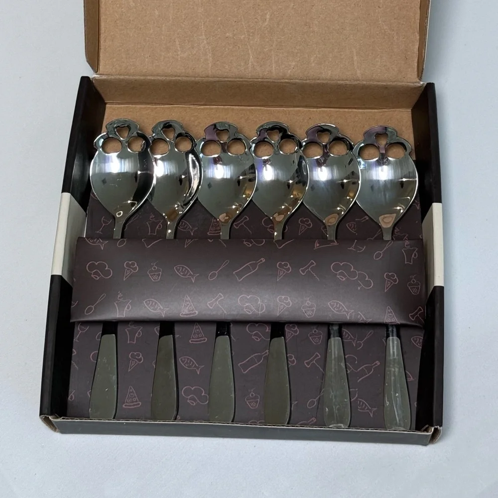 Bon Appetit Silver Stainless Steel Skull Spoons- Set of 6 in box